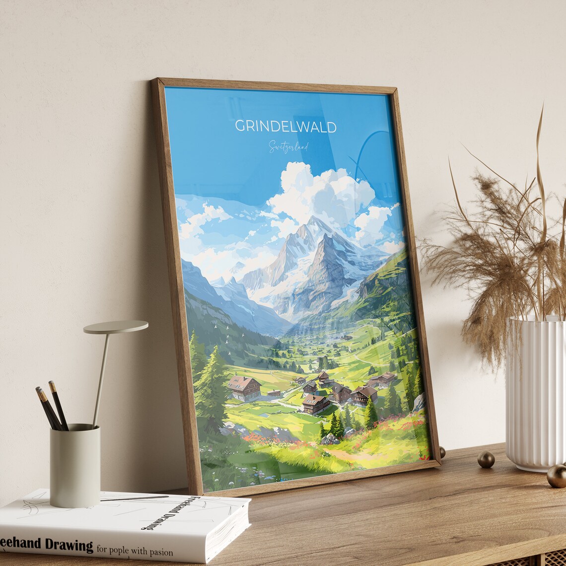 Grindelwald Swiss Alps Mountain Village Travel Poster Wall Decor - Image 2