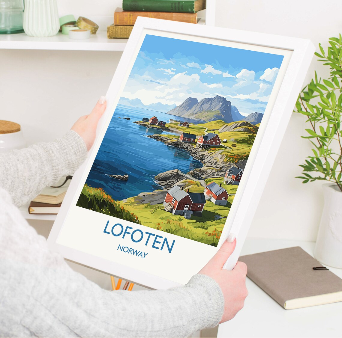 Lofoten Red Fishing Cabins Norway Arctic Mountain Coast Poster - Image 5