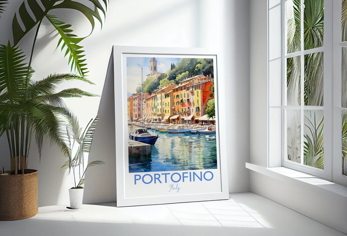 Portofino Poster Travel Print Of Portofino Italy Portofino Gift Travel Watercolour Gift - Image 2