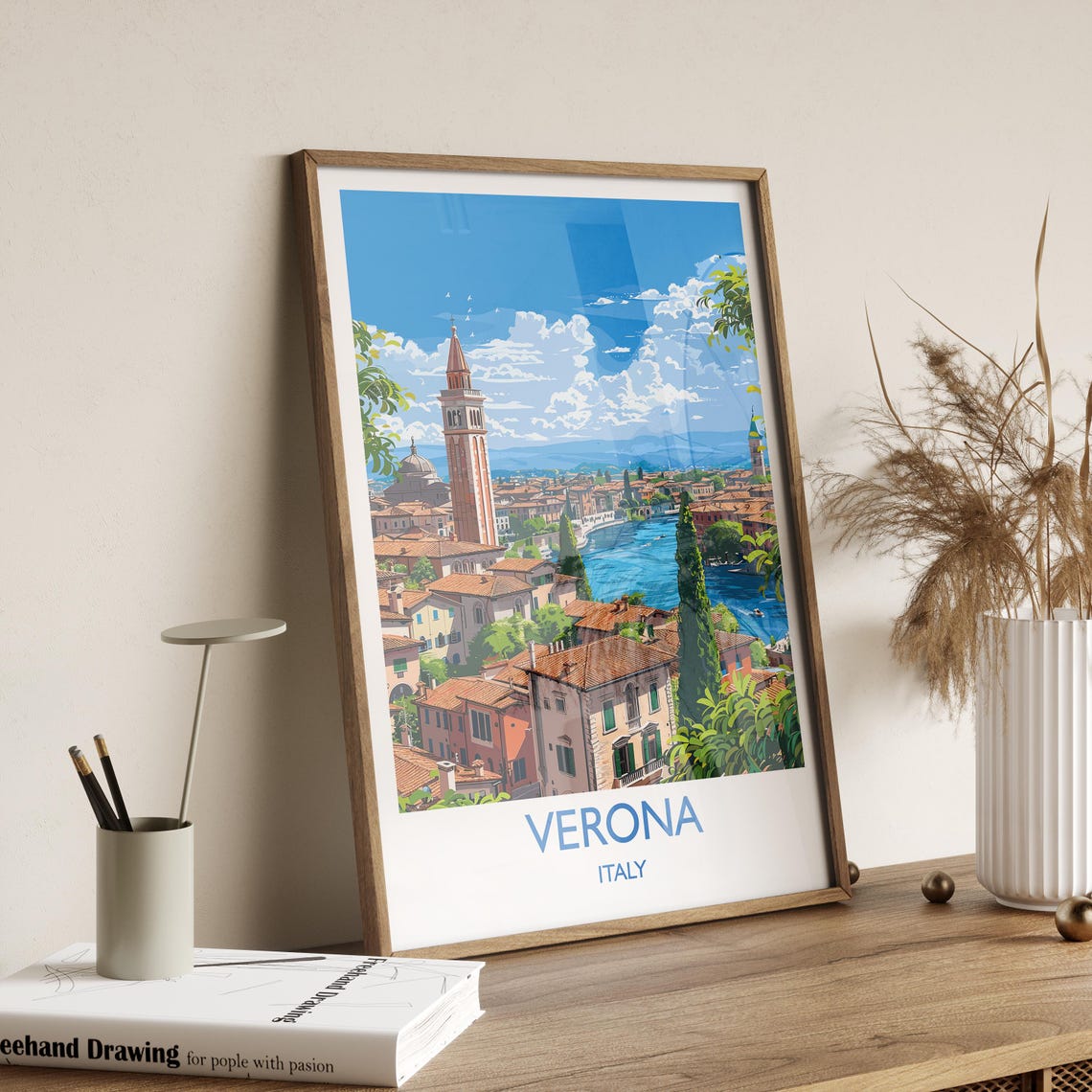Verona Travel Poster Wall Art Travel Print Of Verona Verona Art Lovers Gift Italy Italian Art Gift - Image 2