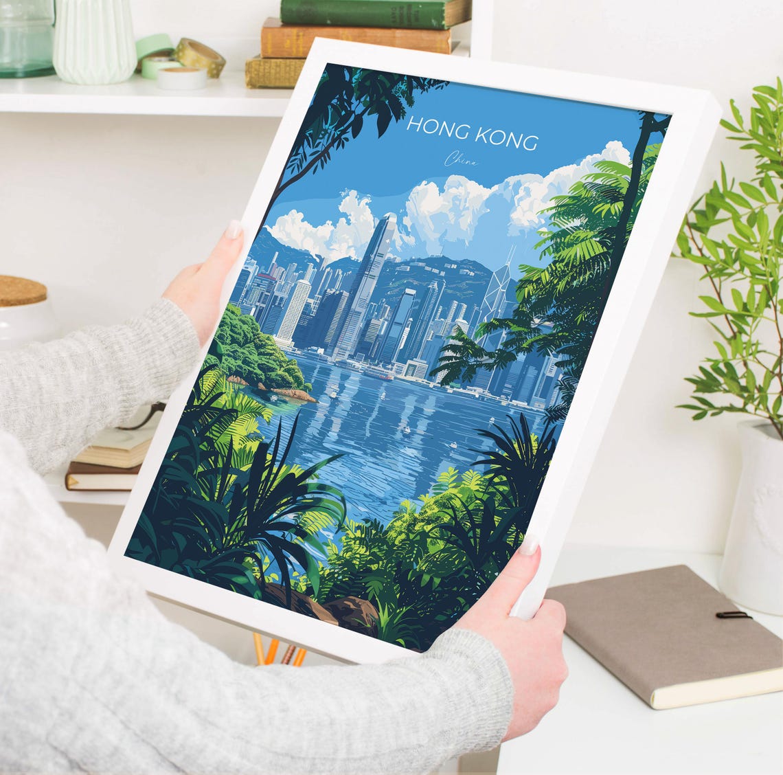 Hong Kong Travel Poster Travel Print Of Hong Kong Hong Kong Art Lovers Gift China Wall Art Gift - Image 3