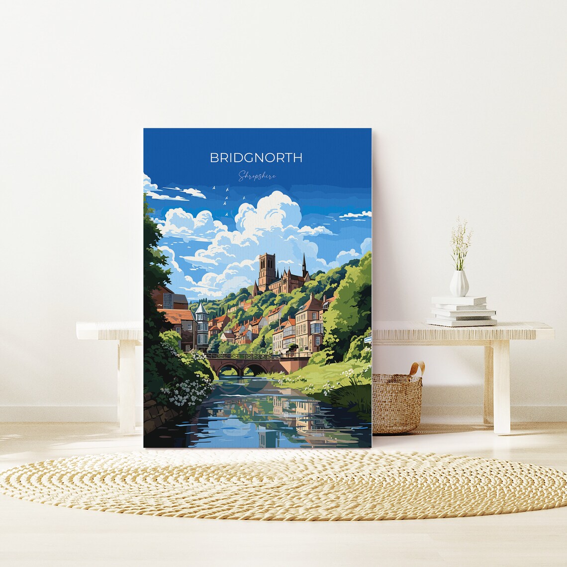 Bridgnorth Shropshire River Town Bridge Vintage Travel Poster - Image 3