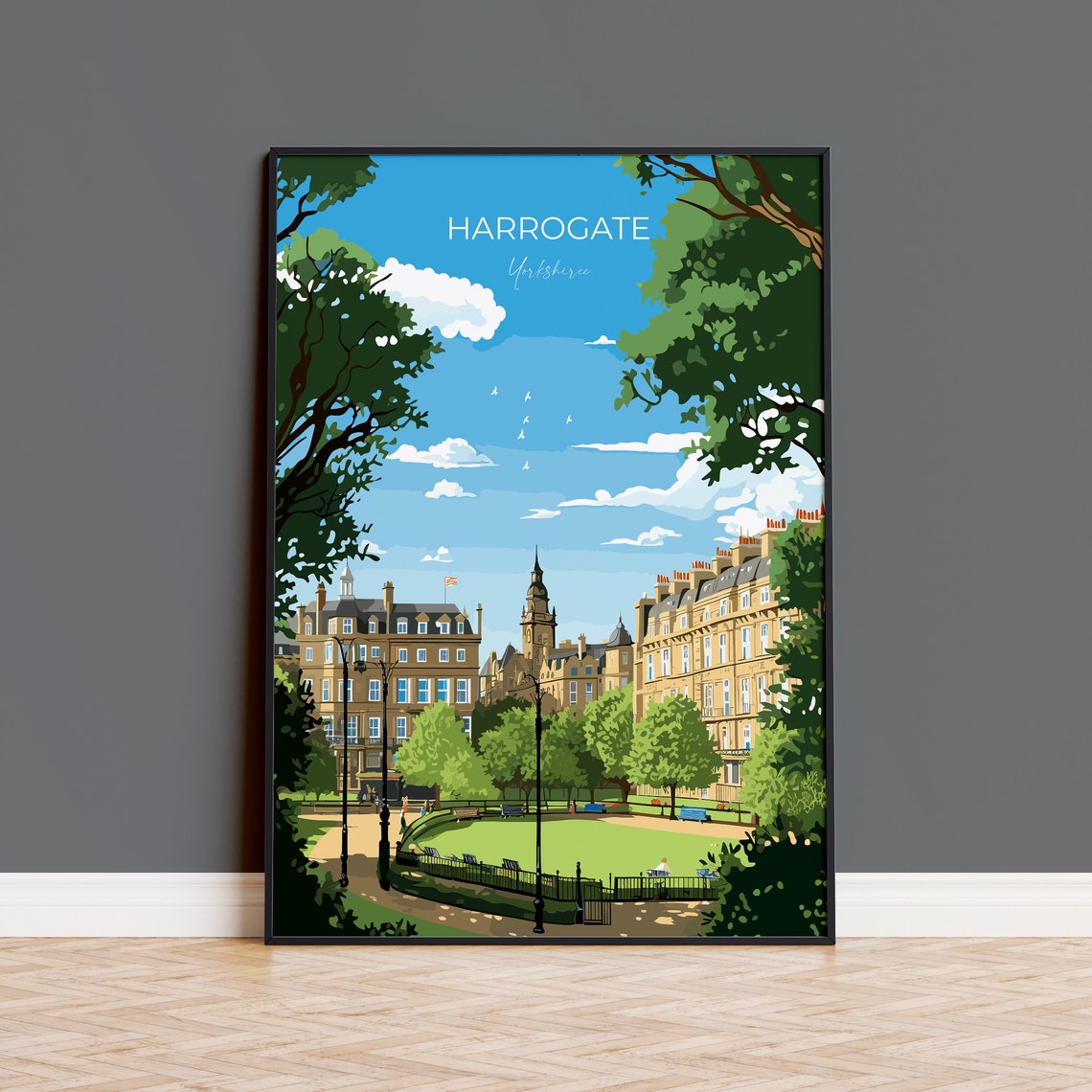 Harrogate Yorkshire Historic Crescent Gardens Travel Art Poster