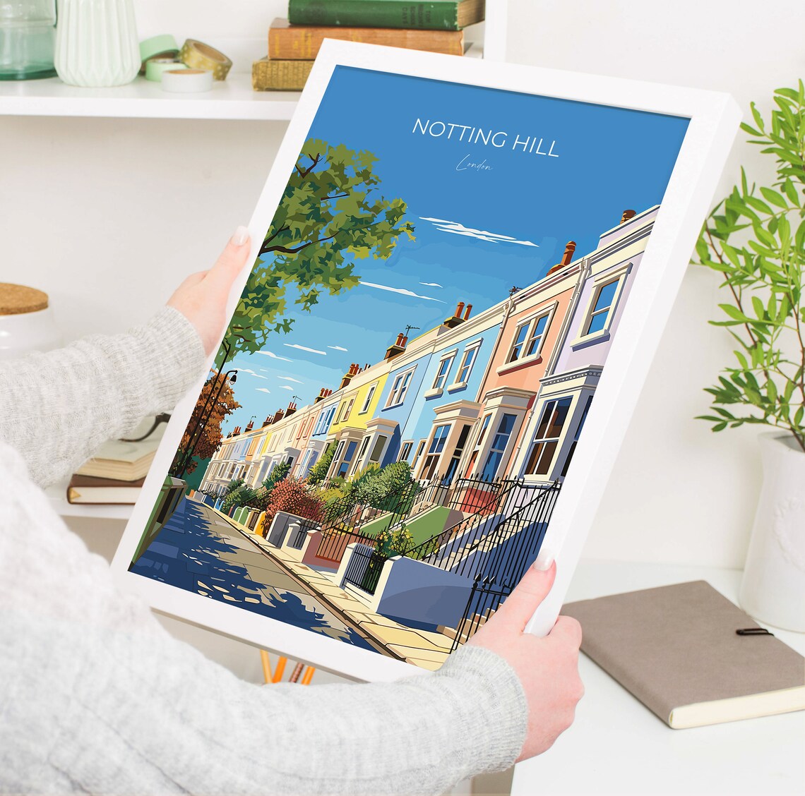 Notting Hill Colourful Terraced Houses London England Street Poster - Image 5