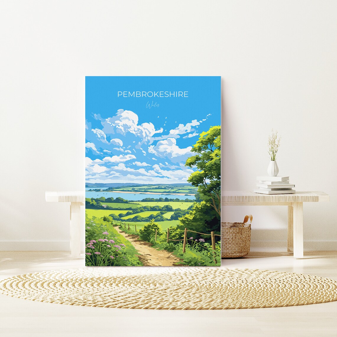 Pembrokeshire Wales Country Lane Estuary View Travel Poster Wall Decor - Image 3
