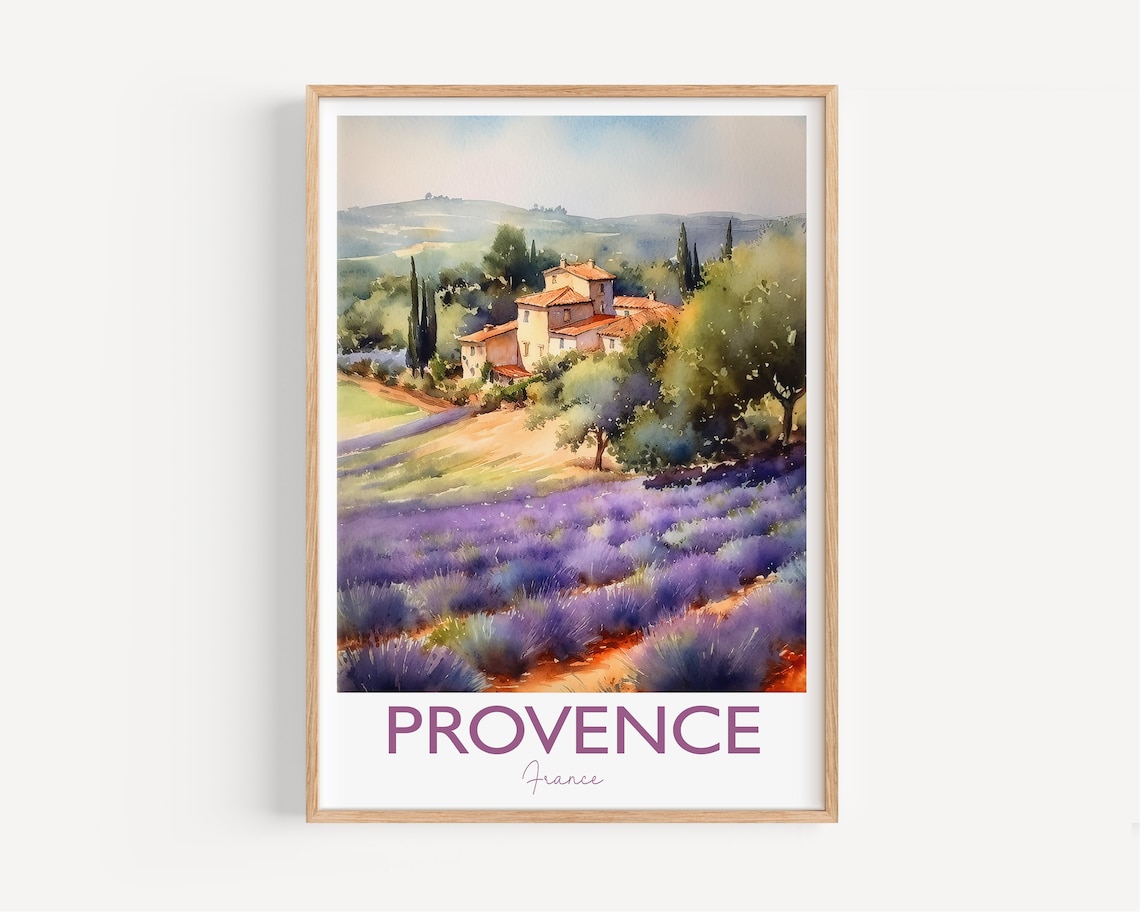 Provence Travel Poster, Watercolour Gift Print