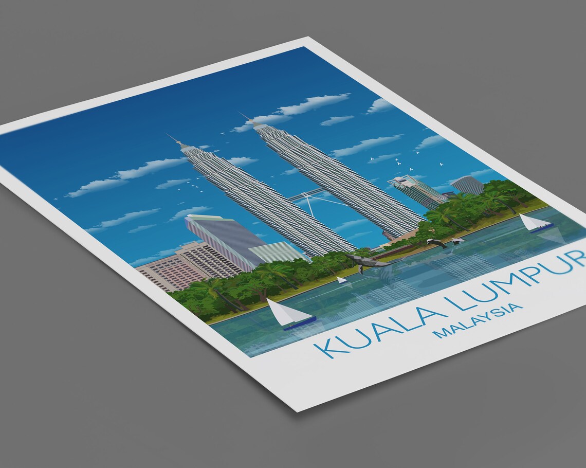 Kuala Lumpur Travel Print Travel Poster Of Kuala Lumpur Kuala Lumpur Travel Poster Kuala Lumpur Print - Image 2