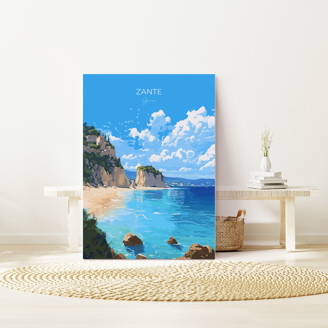 Zante Travel Print Travel Poster Of Zante Greece Gift Greek Islands Art Zante Gift Wall Art Print - Image 4