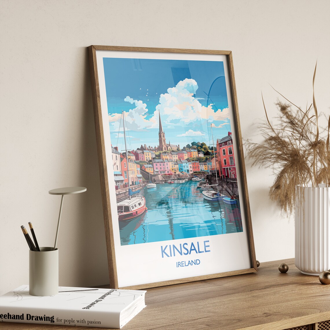 Kinsale Ireland Harbor Colorful Houses Sailboats Travel Poster - Image 3