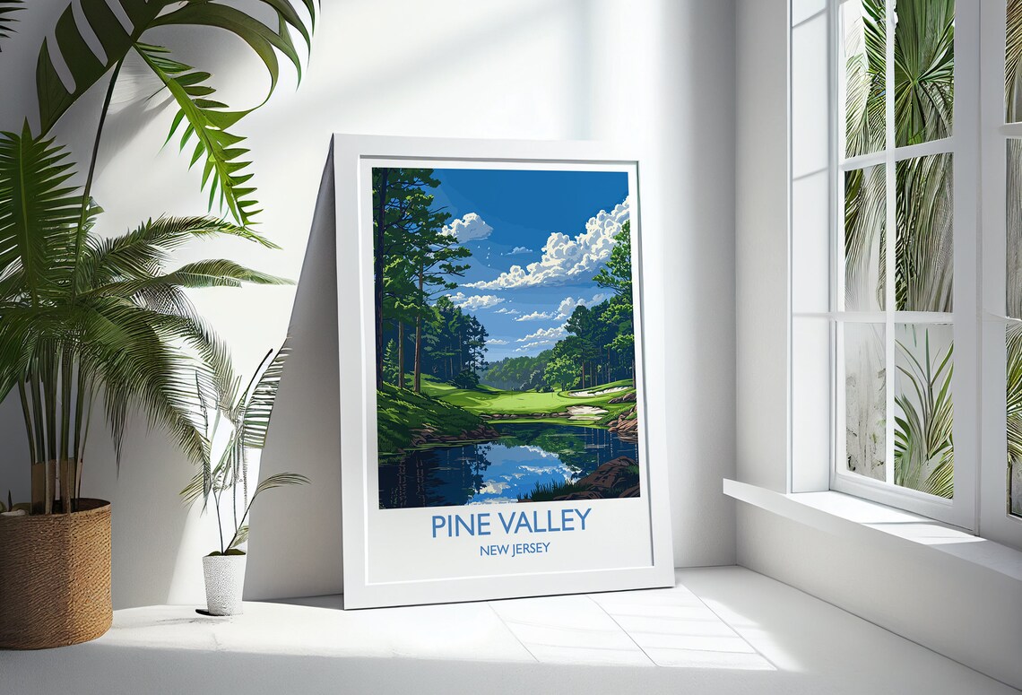 Pine Valley New Jersey Golf Course Lake Bunkers Vintage Poster - Image 3