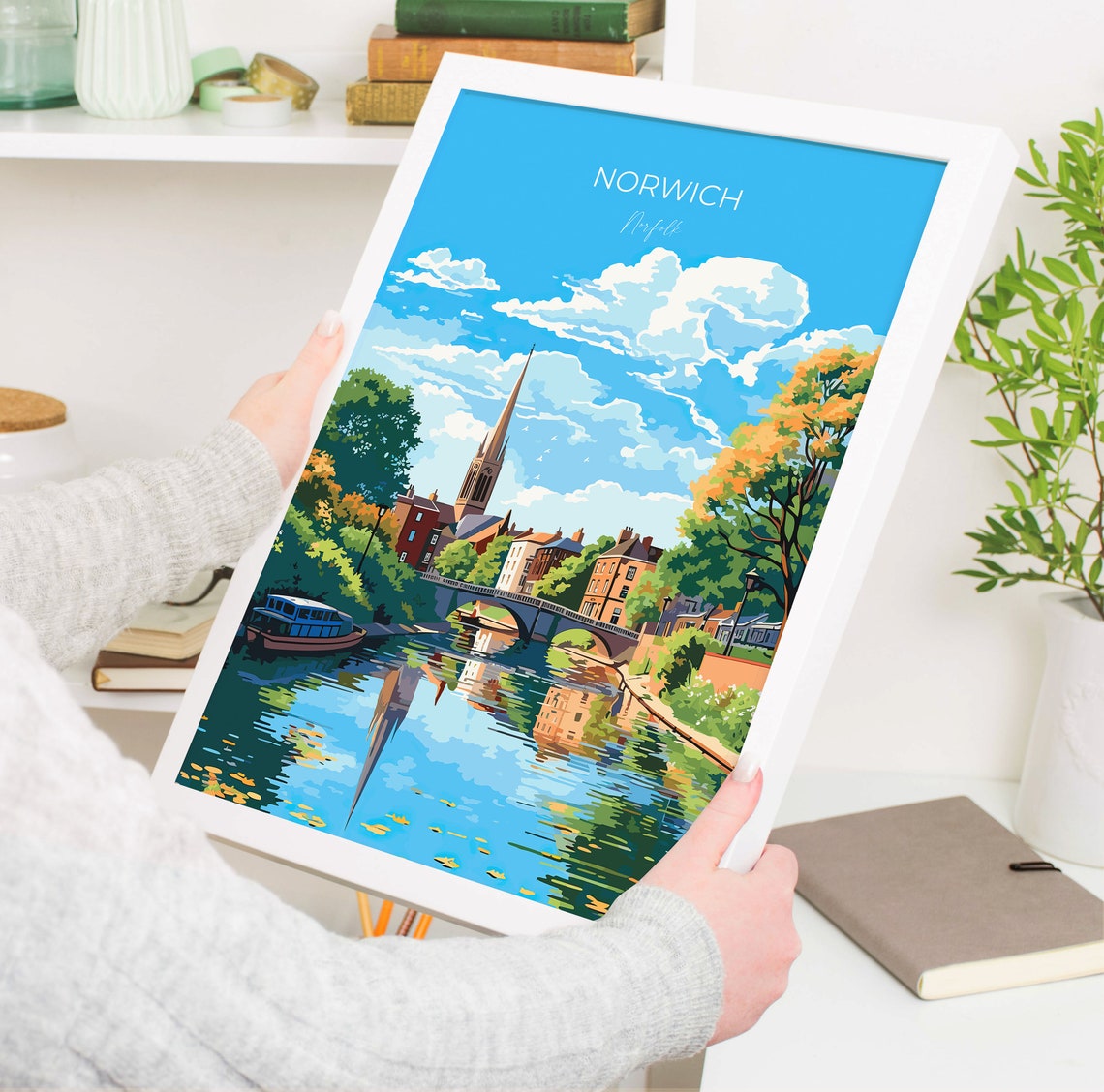 Norwich Travel Print Travel Poster Of Norwich Norfolk England Norfolk Art Norfolk Gift Norwich Gift Wall Art Print - Image 5