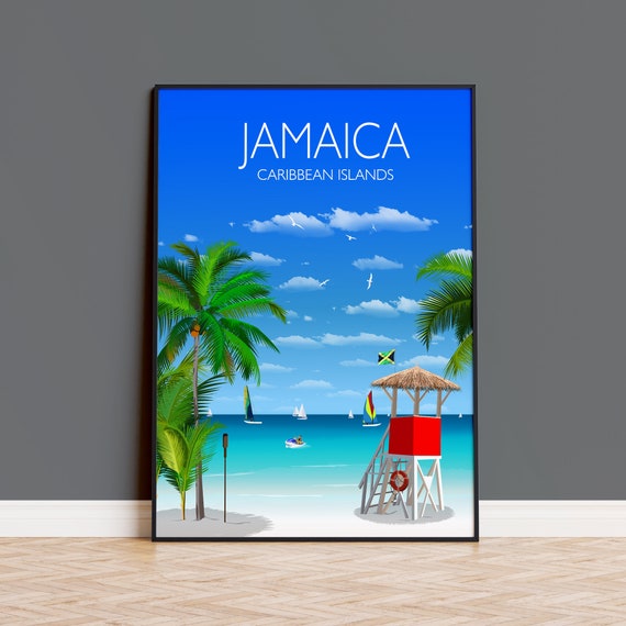Travel Poster Of Jamaica Travel Print Of Jamaica Caribbean Travel Poster Jamaica Print