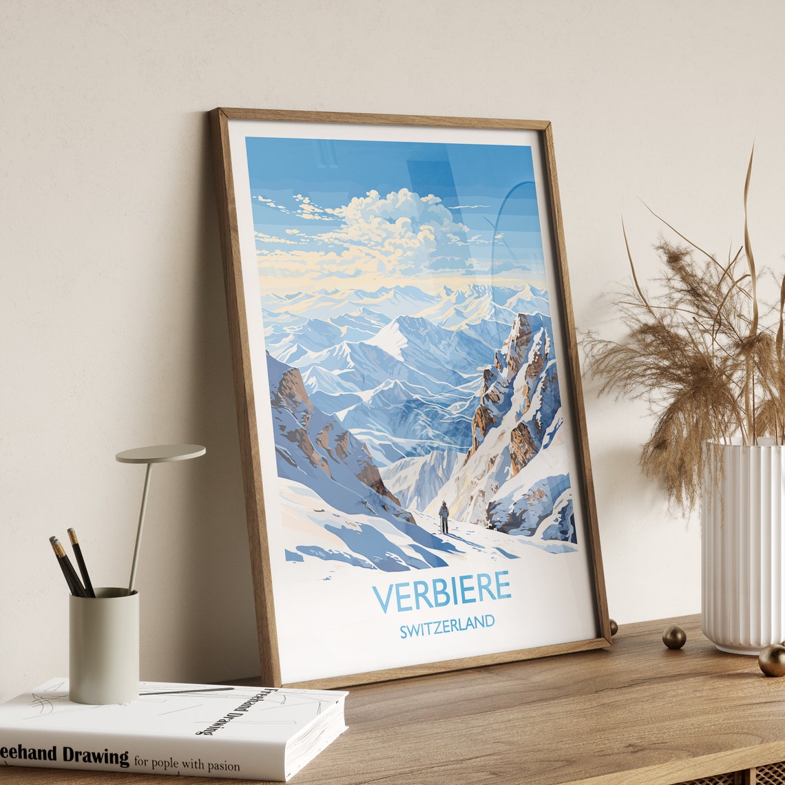 Verbiere Wall Art Travel Poster Travel Print Of Verbiere Ski Poster Verbiere Art Gift Switzerland Ski Art Travel Lovers Gift - Image 3