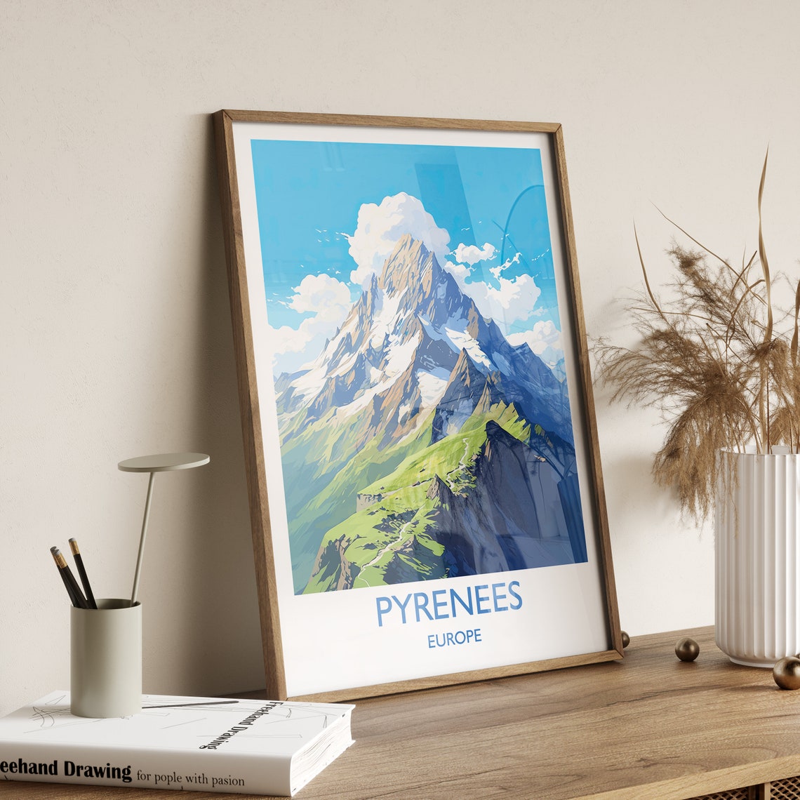 Pyrenees Europe Snow Capped Mountain Peak Alpine Summit Art Poster - Image 3