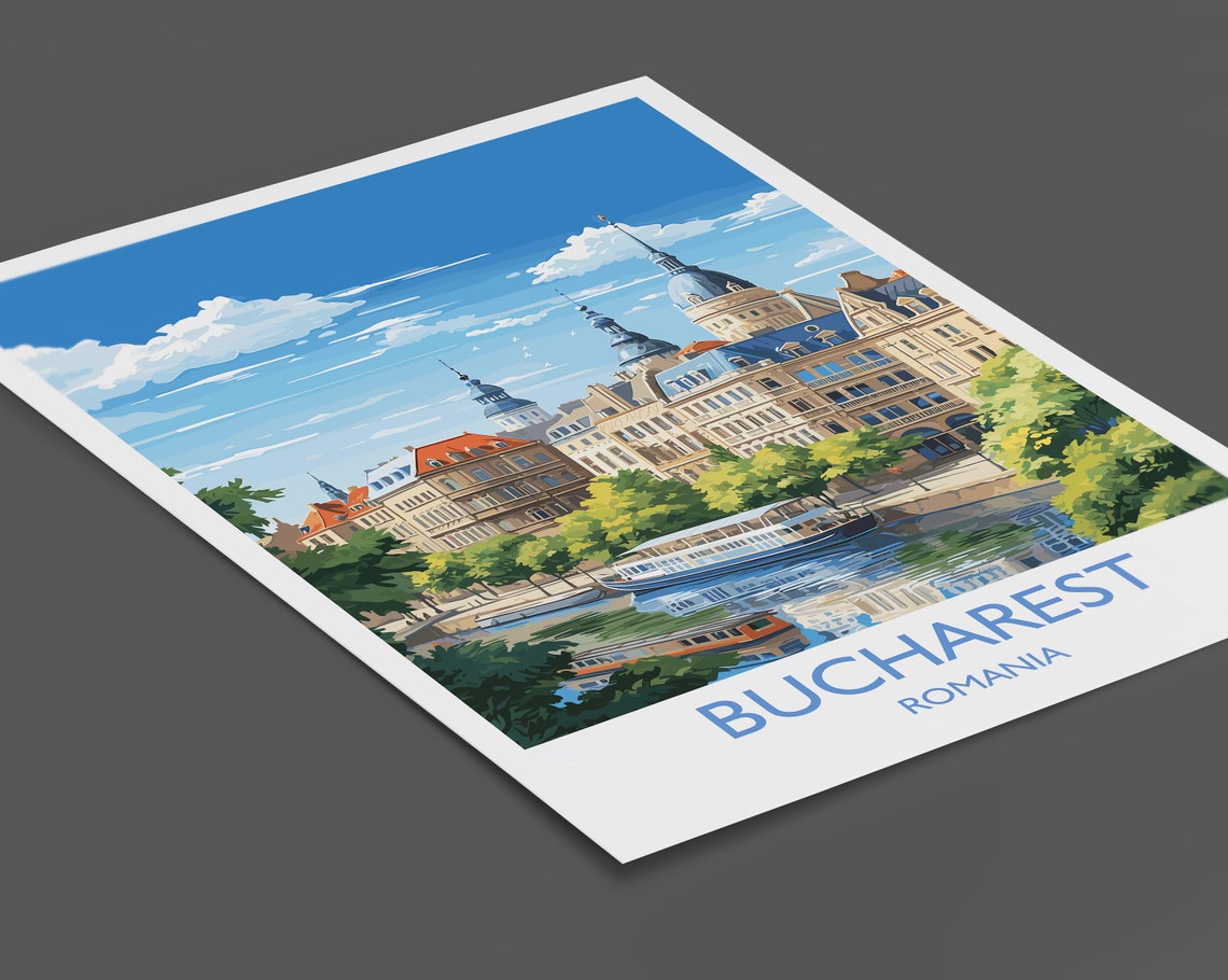 Bucharest Romania Riverfront Belle Epoque Vintage Travel Poster - Image 2