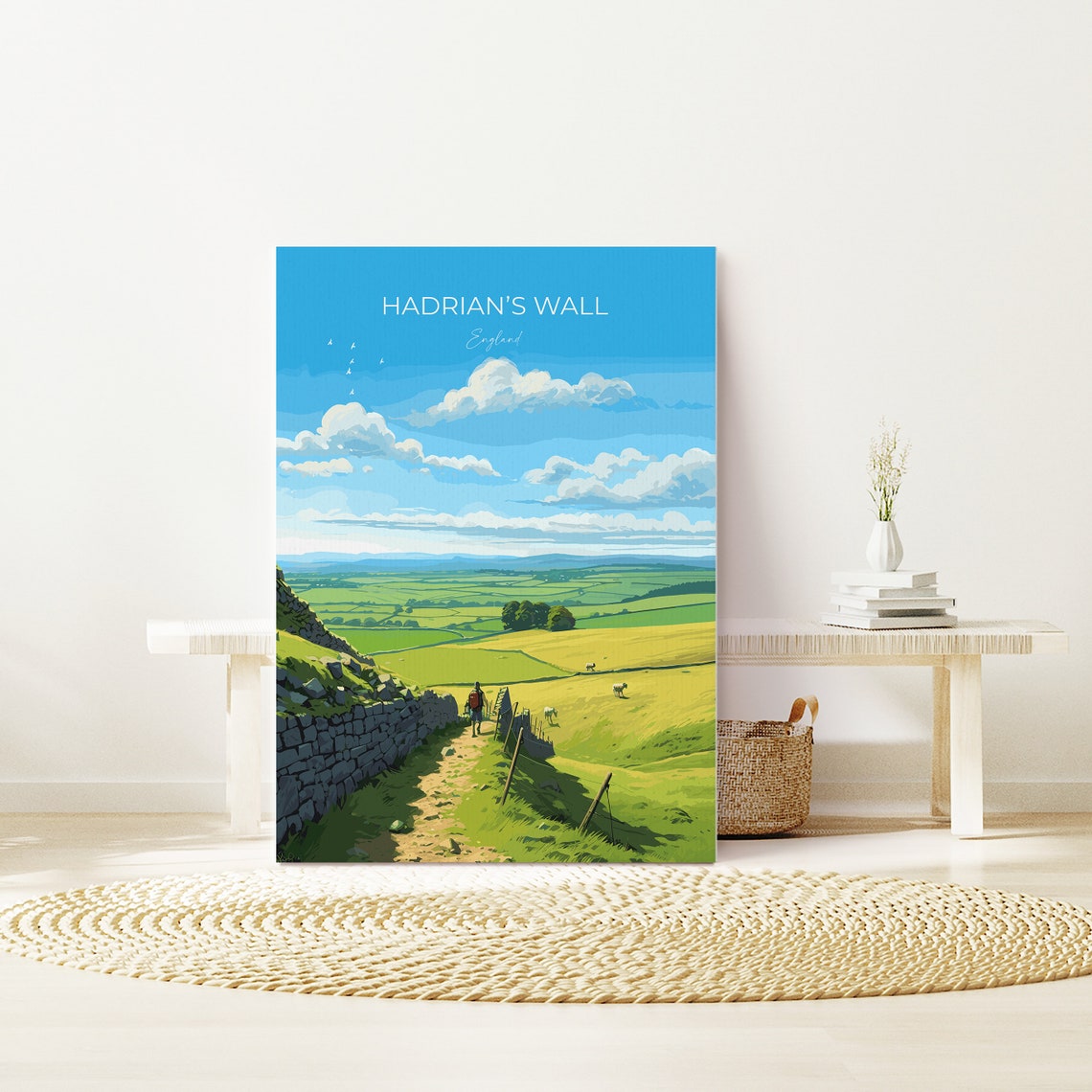 Hadrians Wall England Roman Countryside Path Illustrated Poster - Image 3