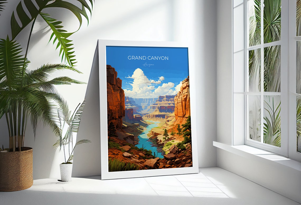 Grand Canyon Travel Poster Wall Art Travel Print Of Grand Canyon Grand Canyon Art Lovers Gift Arizona Usa Travel Art - Image 3