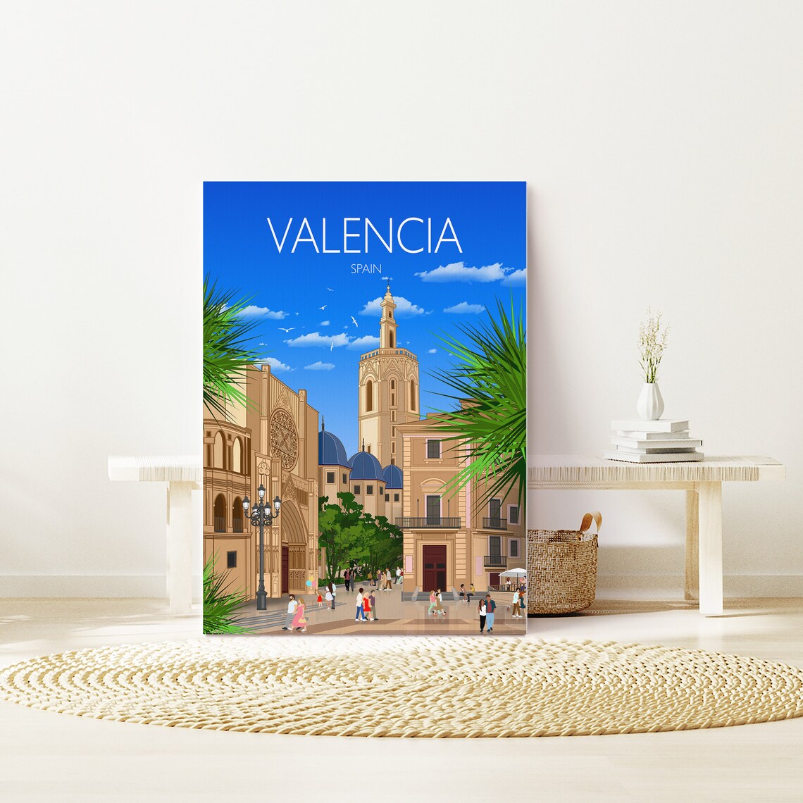 Valencia Travel Poster, Spain Cityscape Art Print - Image 4