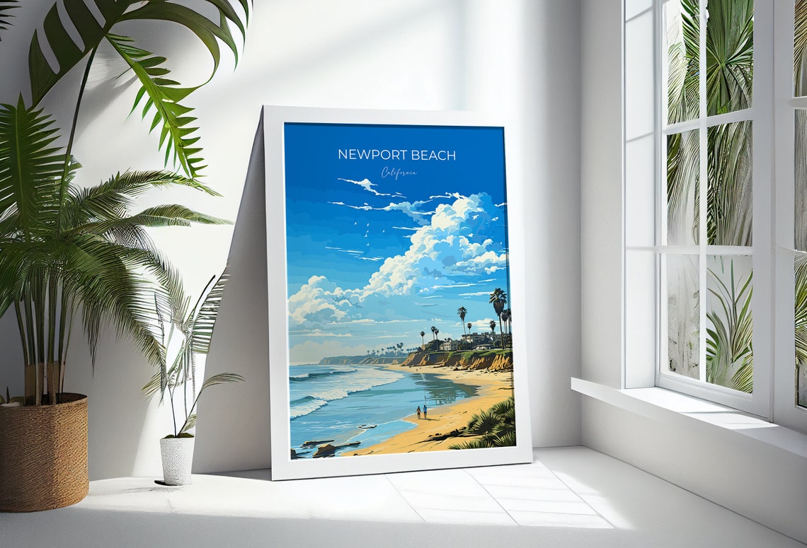 Newport Beach Travel Poster Travel Print Of Newport Beach California Newport Beach Art Lovers Gift Usa Gift Wall Art Print - Image 3