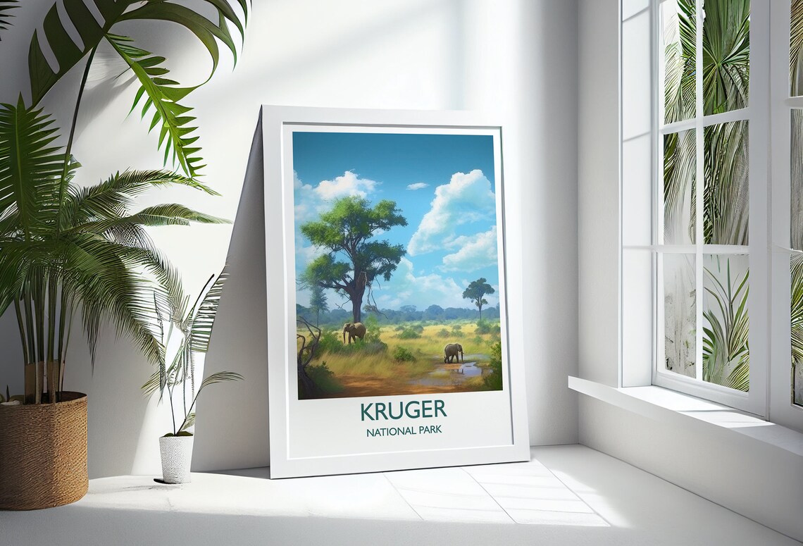 Kruger National Park Elephants African Savanna Safari Travel Poster - Image 4
