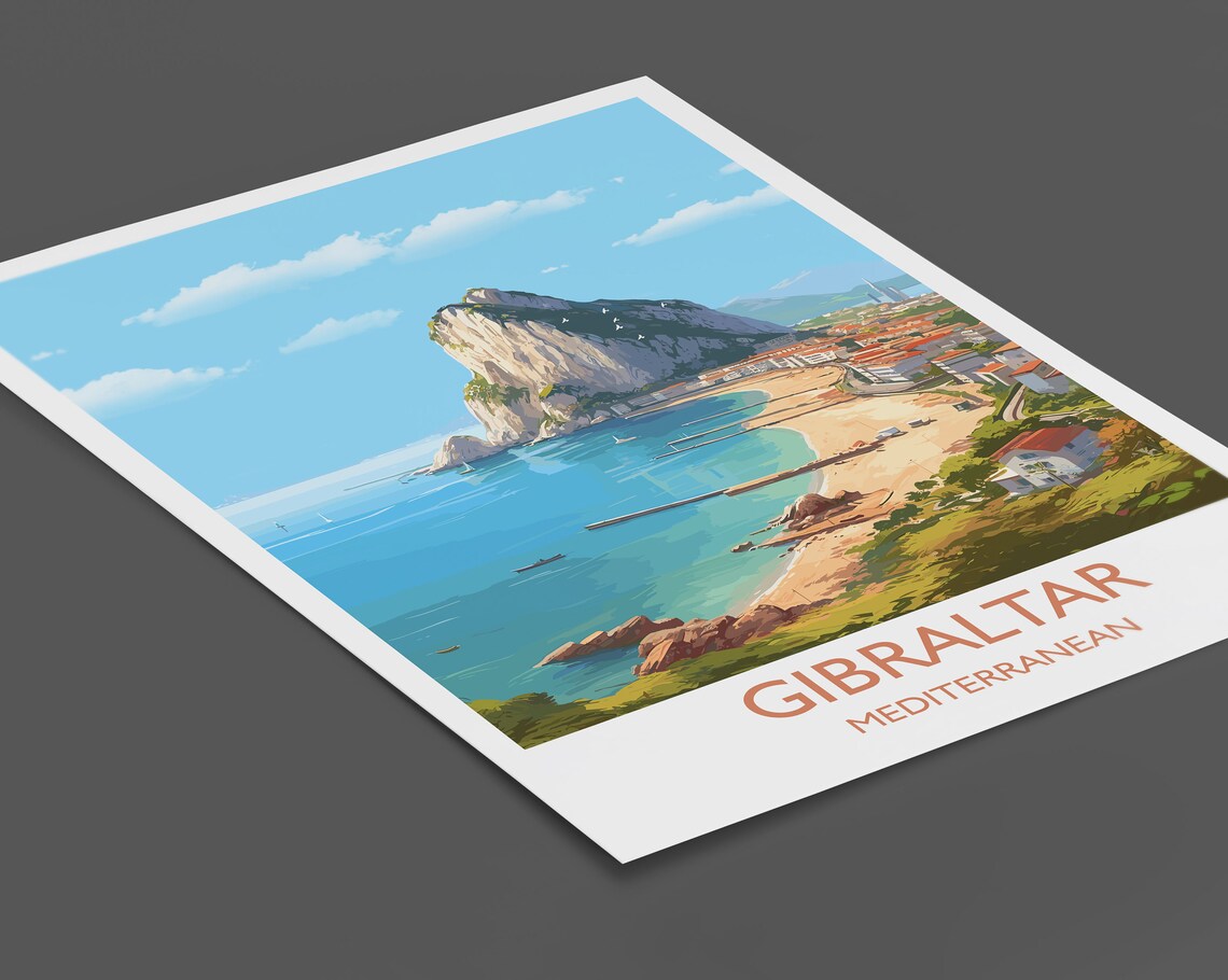 Gibraltar Travel Poster, Mediterranean Place Print - Image 2