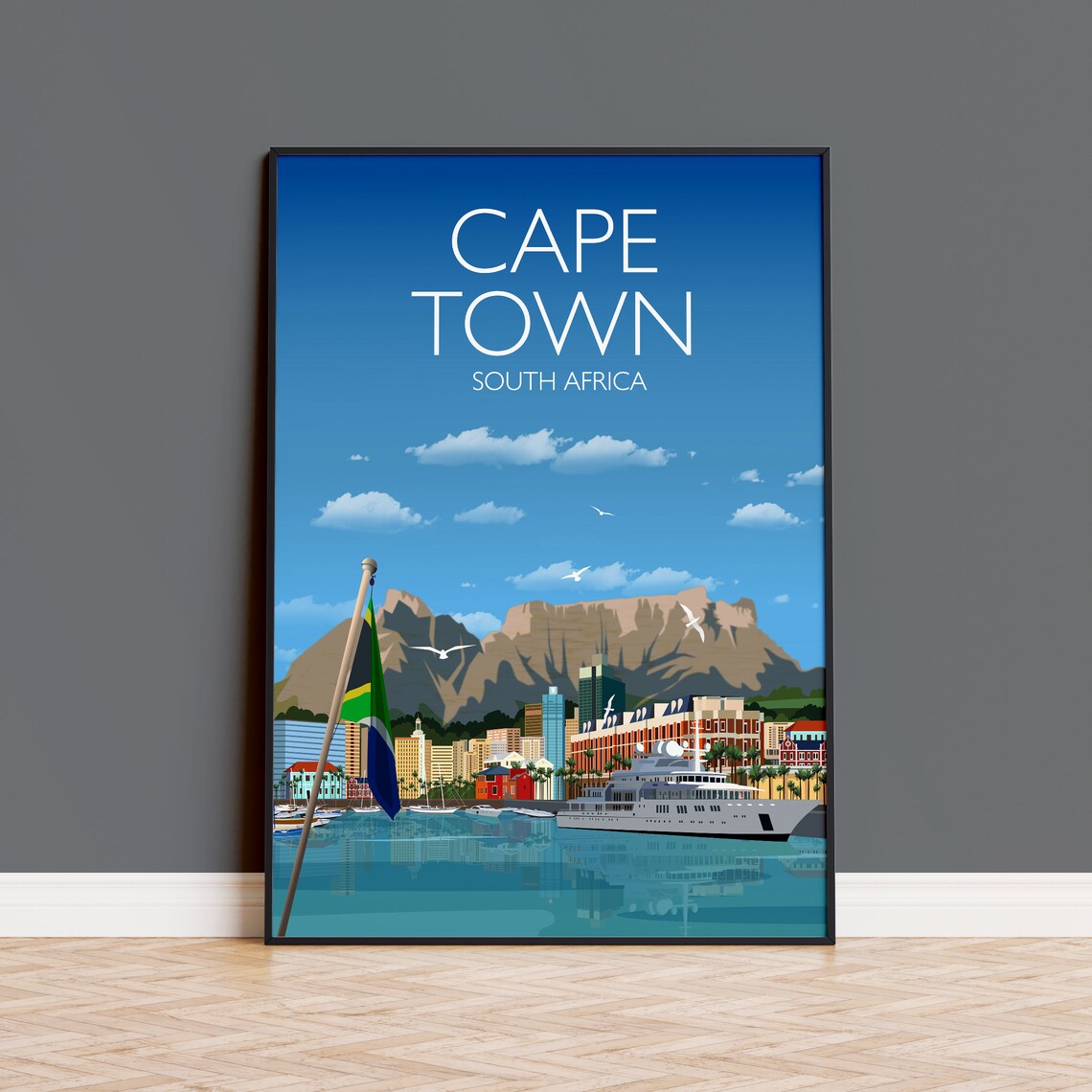 Cape Town Travel Poster, South Africa Cityscape
