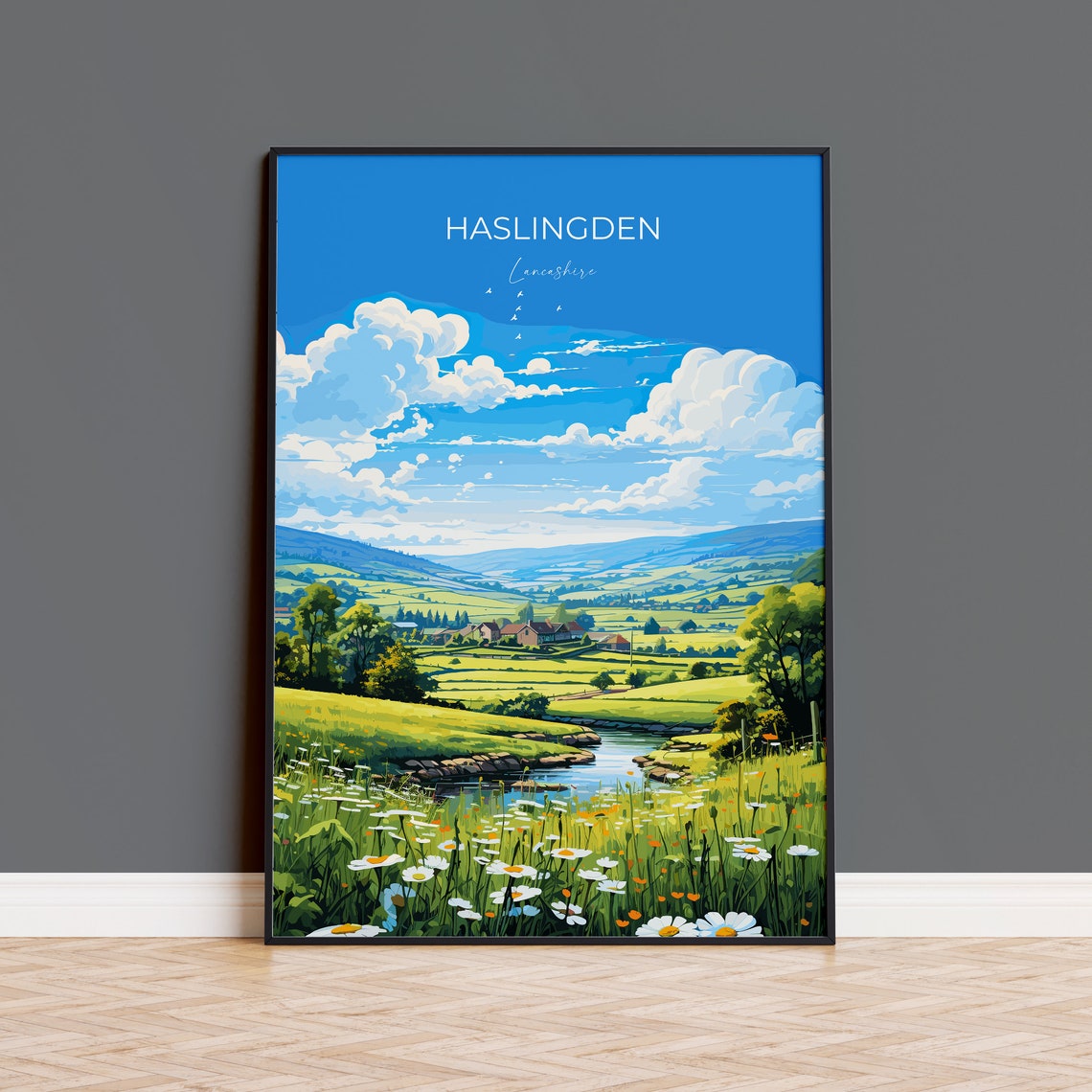Haslingden Lancashire Wildflower Meadow Countryside Travel Poster