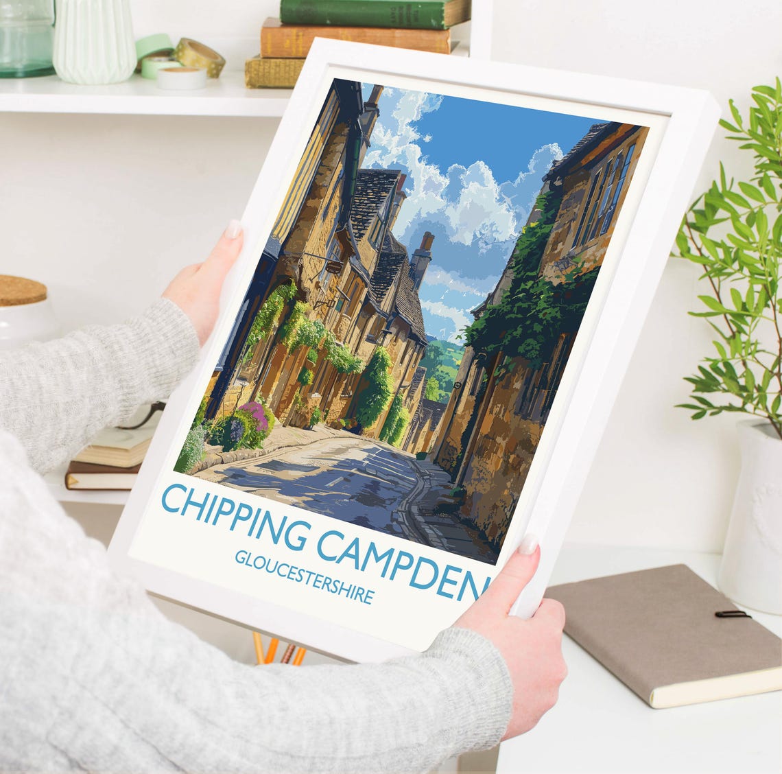 Chipping Campden Cotswolds Street With Bottom Caption Poster - Image 3