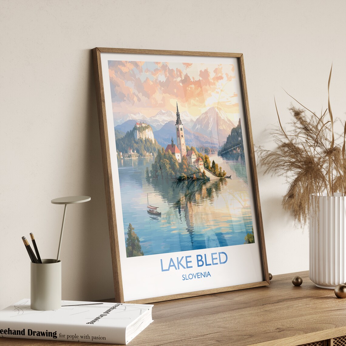 Lake Bled Travel Poster, Slovenia Wall Art Print - Image 3