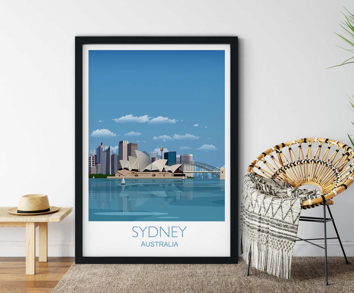 Sydney Opera House Harbour Bridge Waterfront Australia Travel Poster