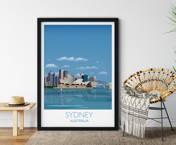 Sydney Opera House Harbour Bridge Waterfront Australia Travel Poster