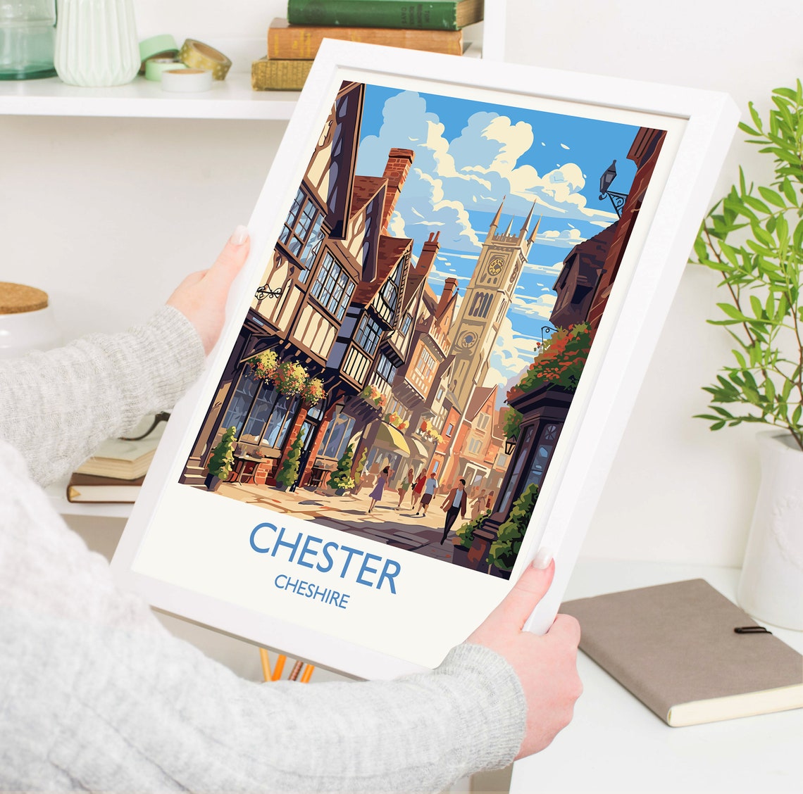 Chester Cheshire Timber Framed Rows Street Scene Travel Poster - Image 5