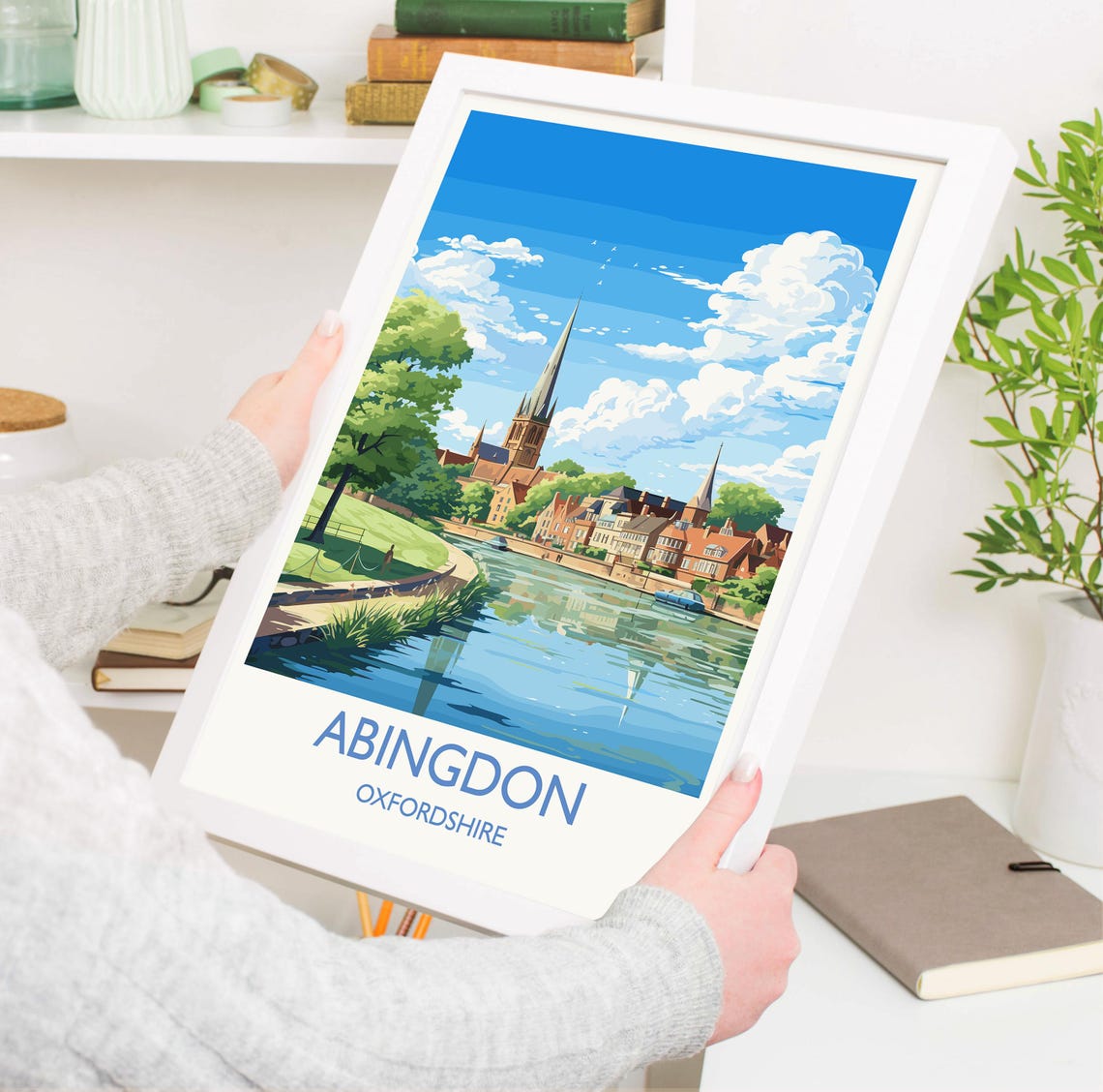 Abingdon Oxfordshire River Bend Spires Vintage Travel Poster - Image 6