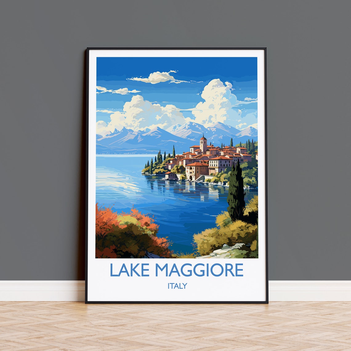 Lake Maggiore Travel Poster Wall Art Travel Print Of Lake Maggiore Lake Maggiore Art Lovers Gift Italy Italian Lakes Art Gift