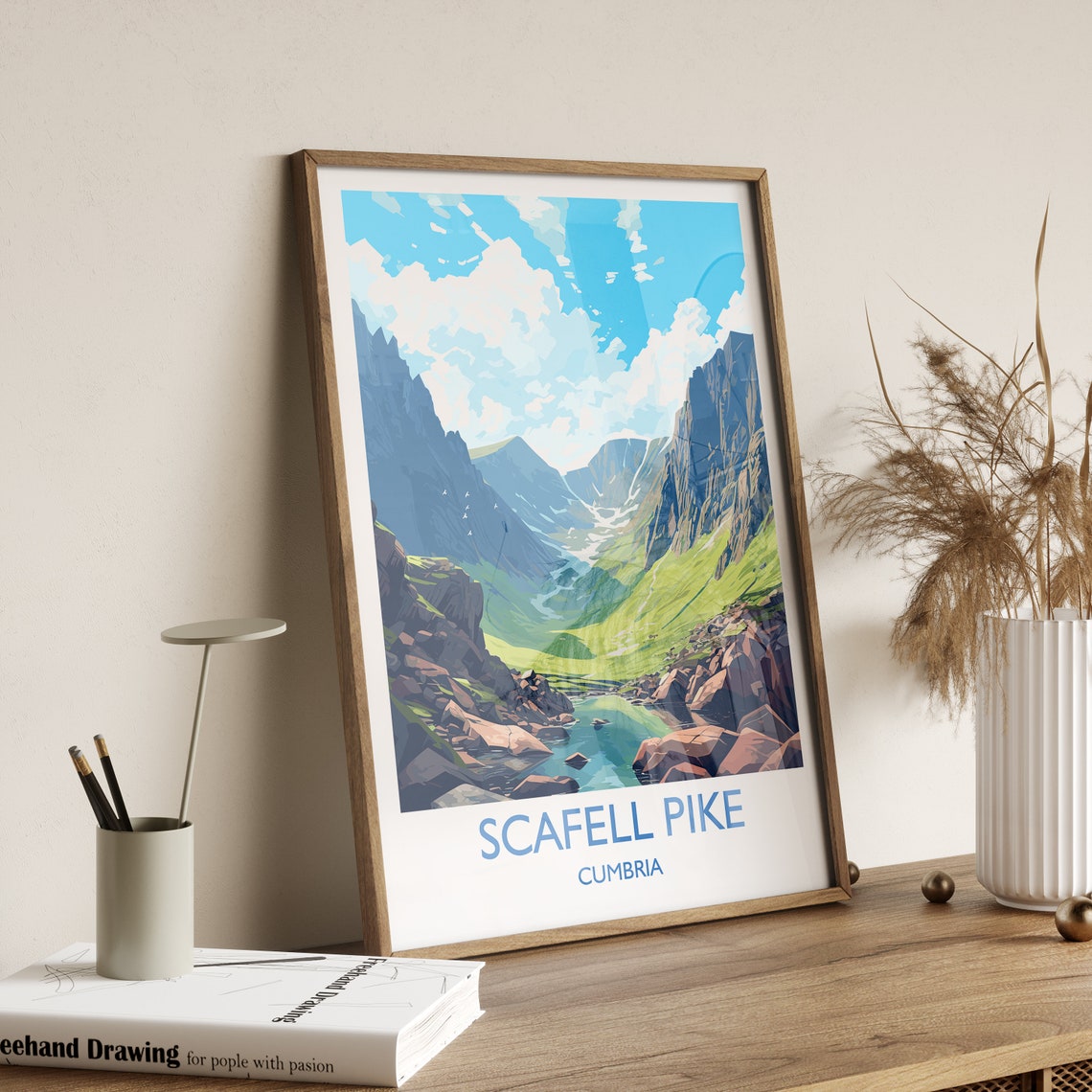 Scafell Pike Cumbria Rocky Valley Mountain Tarn Scenic Poster - Image 3