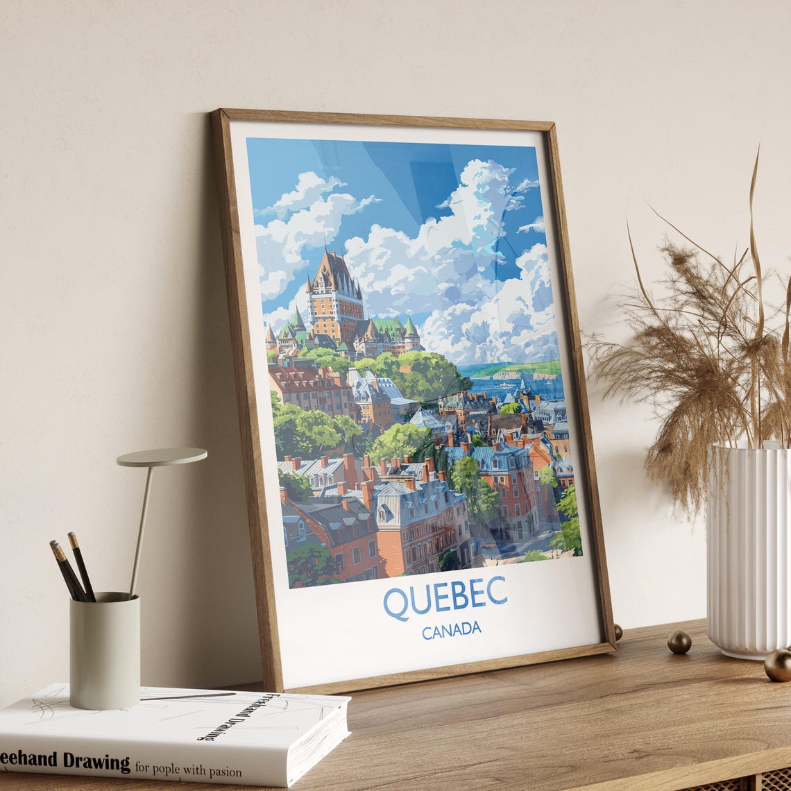 Quebec City Canada Old Town Rooftops Chateau Frontenac Travel Poster - Image 2