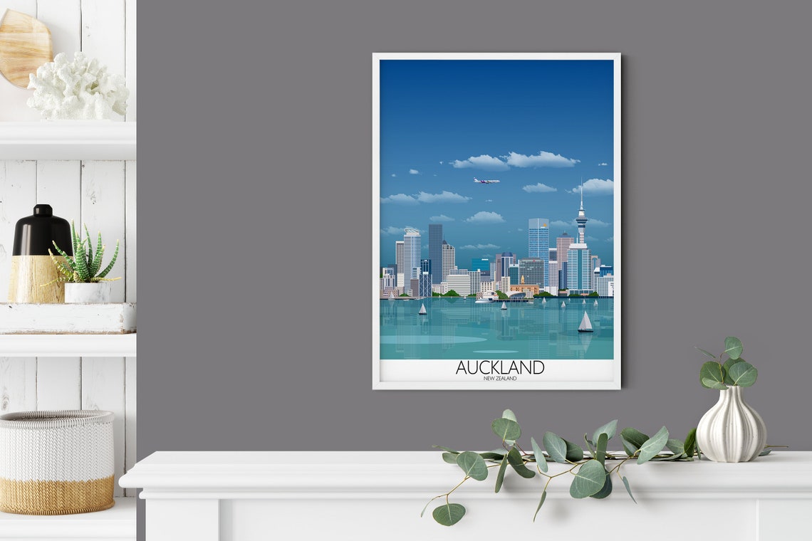 Travel Poster Of Auckland Travel Print Of Auckland New Zealand Travel Poster Auckland Print - Image 2