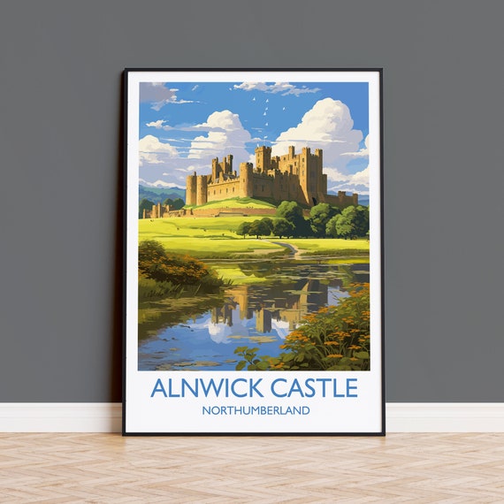 Alnwick Castle Travel Poster, Northumberland England