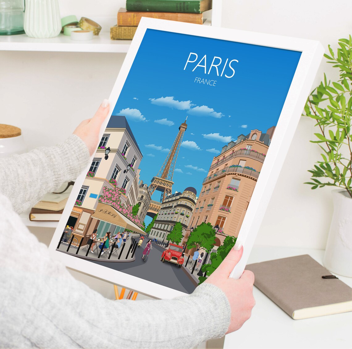 Paris Travel Poster, France Cityscape Art Print - Image 3
