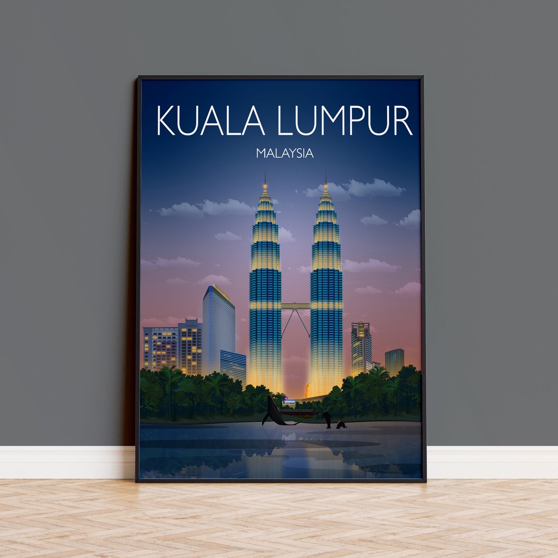 Travel Poster Of Kuala Lumpur Travel Print Of Kuala Lumpur Malaysia Travel Poster Kuala Lumpur Sunset Print