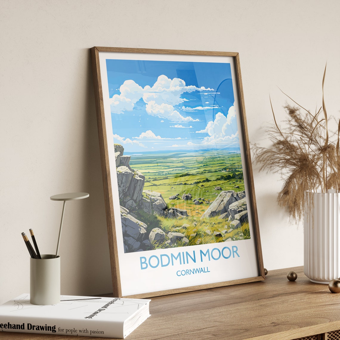 Bodmin Moor Cornwall Rocky Cliffs Green Valley Panoramic Travel Poster - Image 3