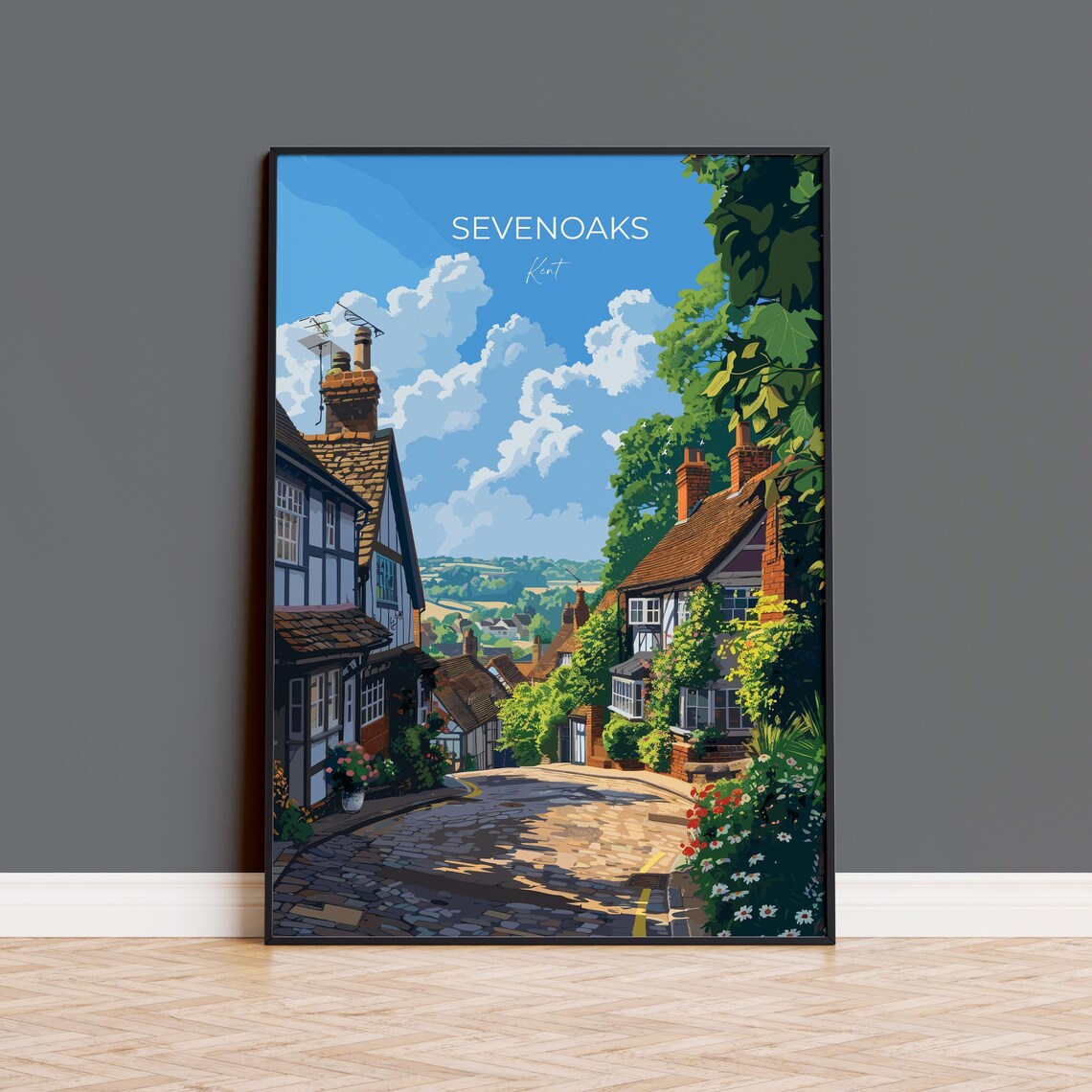 Sevenoaks Travel Print Travel Poster Of Sevenoaks Kent Countryside Art Gift England Sevenoaks Art Lovers Gift Wall Art Print
