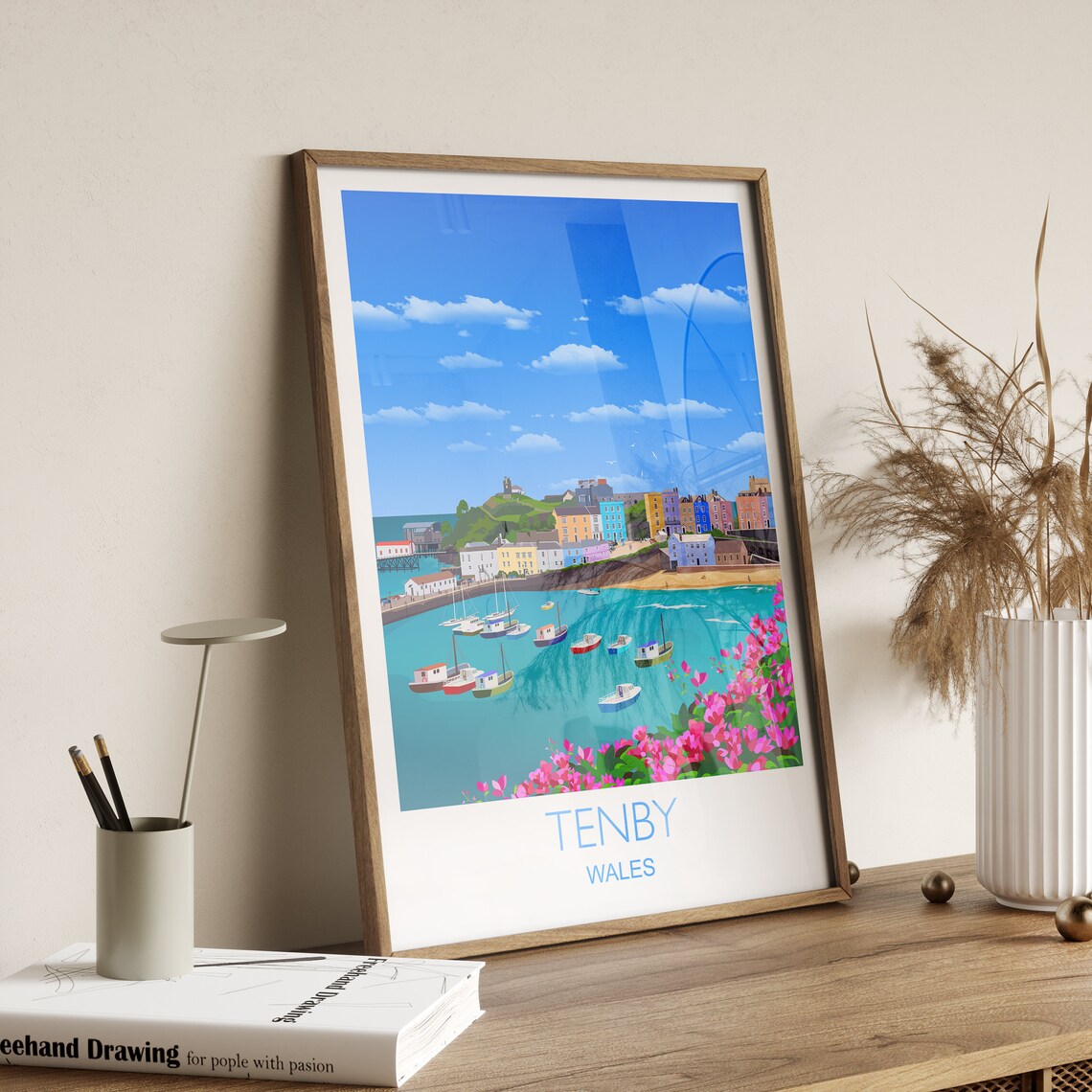 Tenby Travel Poster, Wales Travel Poster - Image 3