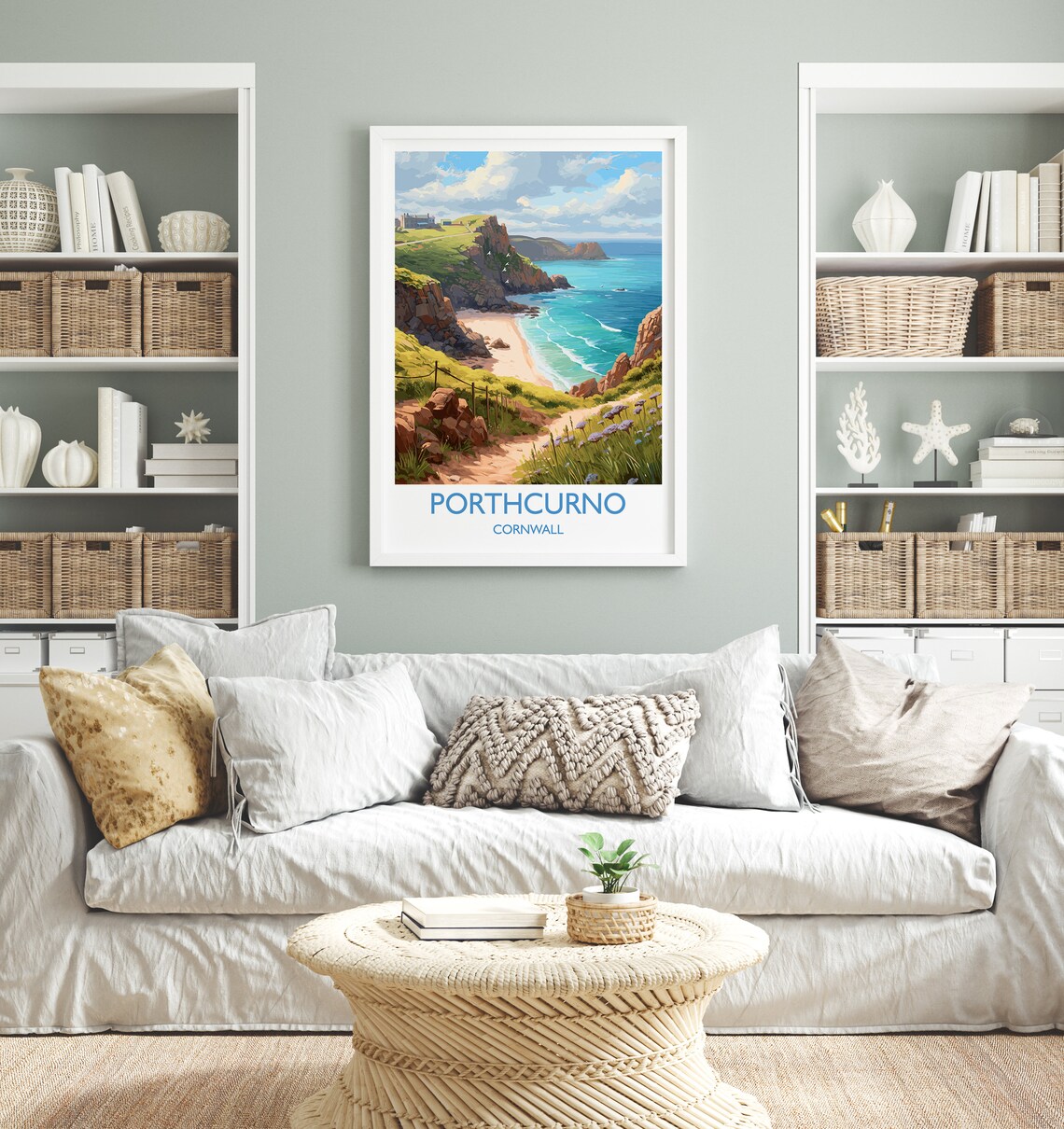 Porthcurno Travel Poster, Cornwall England Art Print - Image 4