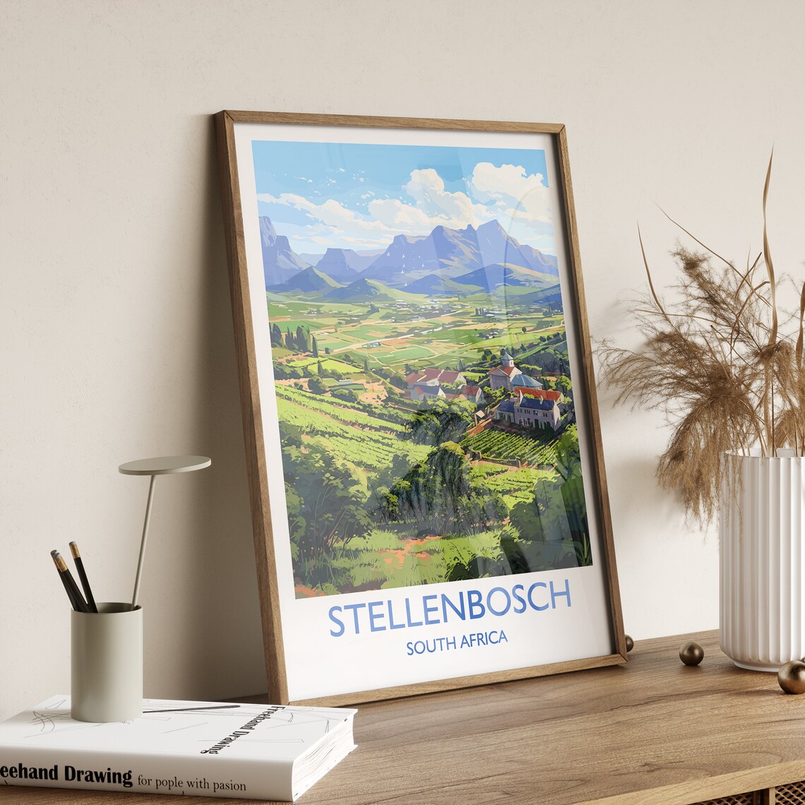 Stellenbosch Travel Poster, South Africa Wine Region - Image 3