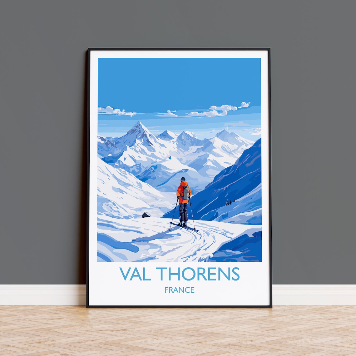 Val Thorens Travel Poster, France Ski Art Print