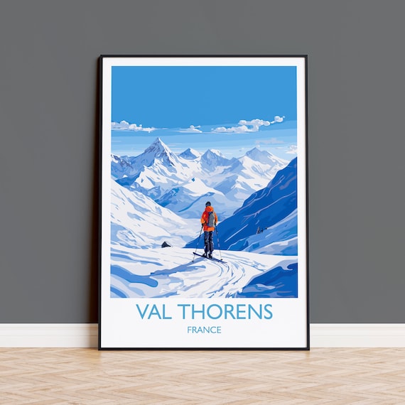 Val Thorens Travel Poster, France Ski Art Print