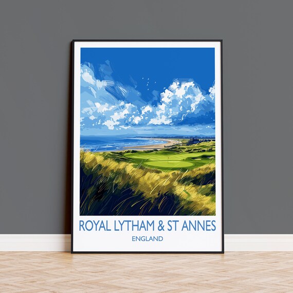 Royal Lytham St Annes Travel Print Travel Poster Of Royal Lytham Golf Course Royal Lytham Art Lovers Gift Birthday Gift