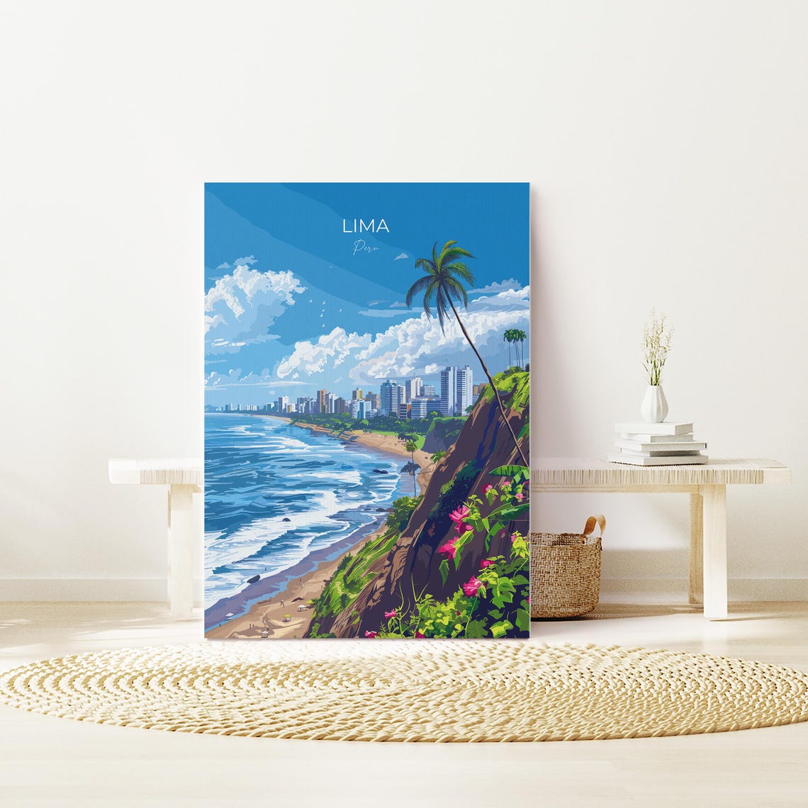 Lima Peru Miraflores Coastline Cliffs Pacific Ocean View Travel Poster - Image 2