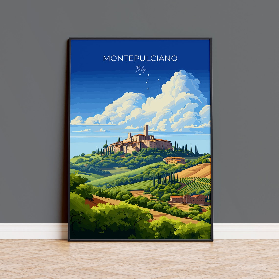 Montepulciano Travel Poster Wall Art Travel Print Of Montepulciano Montepulciano Art Lovers Gift Italy Italy Art Gift